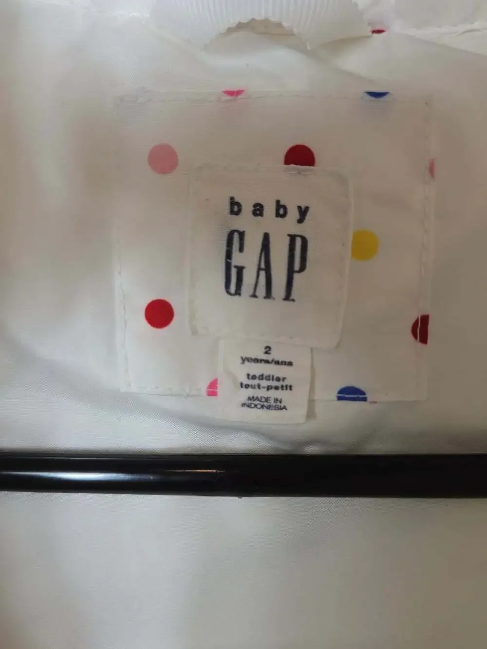 Baby Gap Toddler Girls Polka Dot Puffer Vest Primaloft White Rainbow 2T